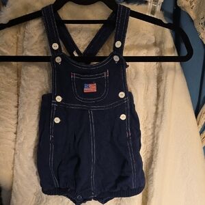 Classic Navy Kids Overalls with Button Accents